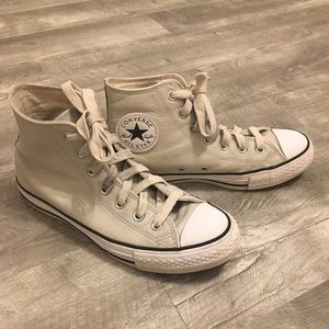 Converse leather light grey/white high top 8